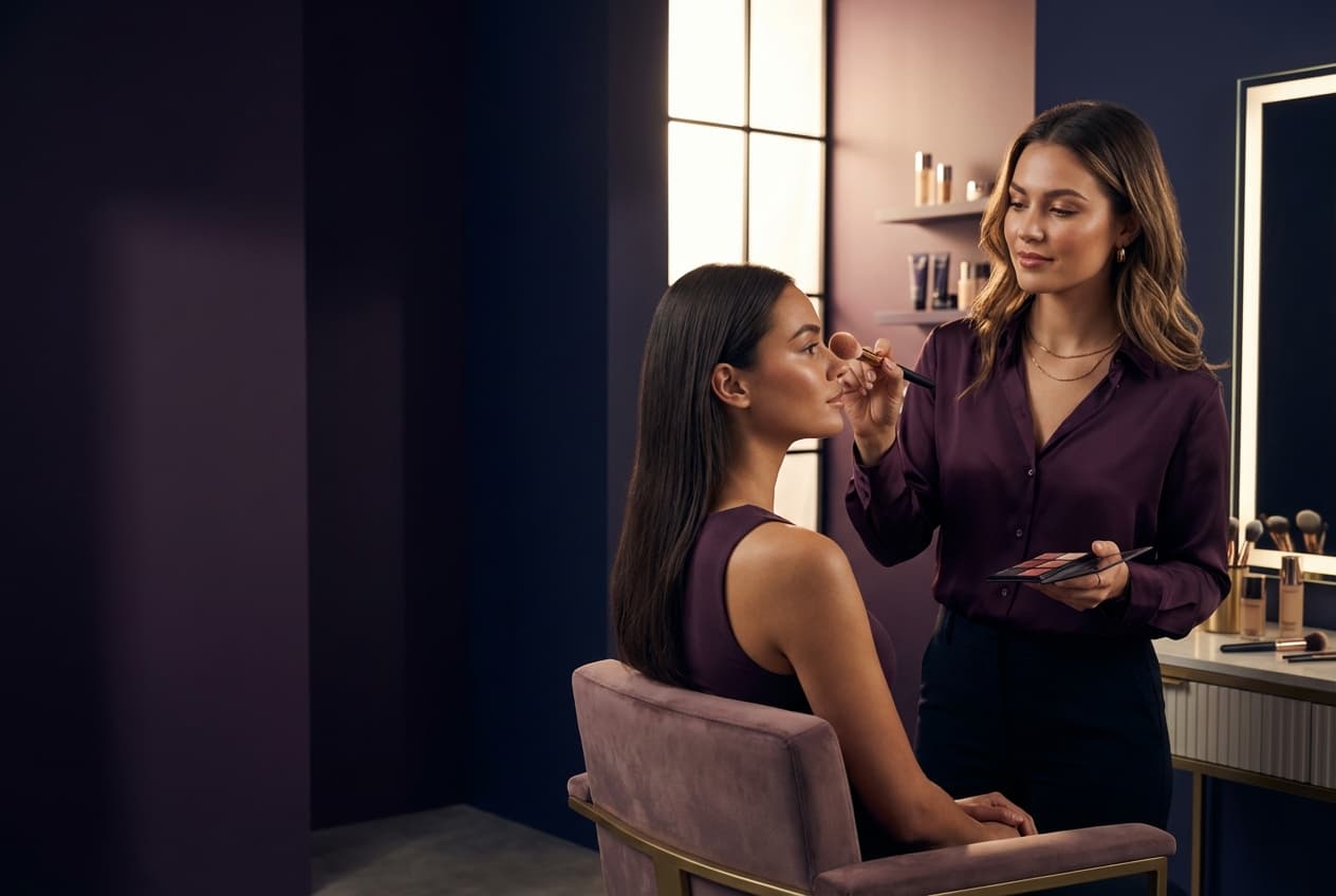 Professional makeup session in studio